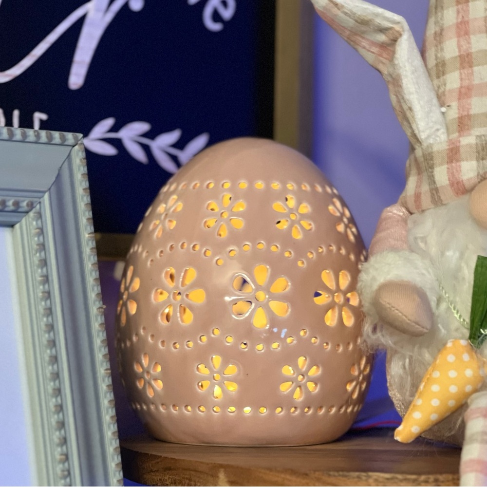 Modern Farmhouse LED Peach Ceramic Egg